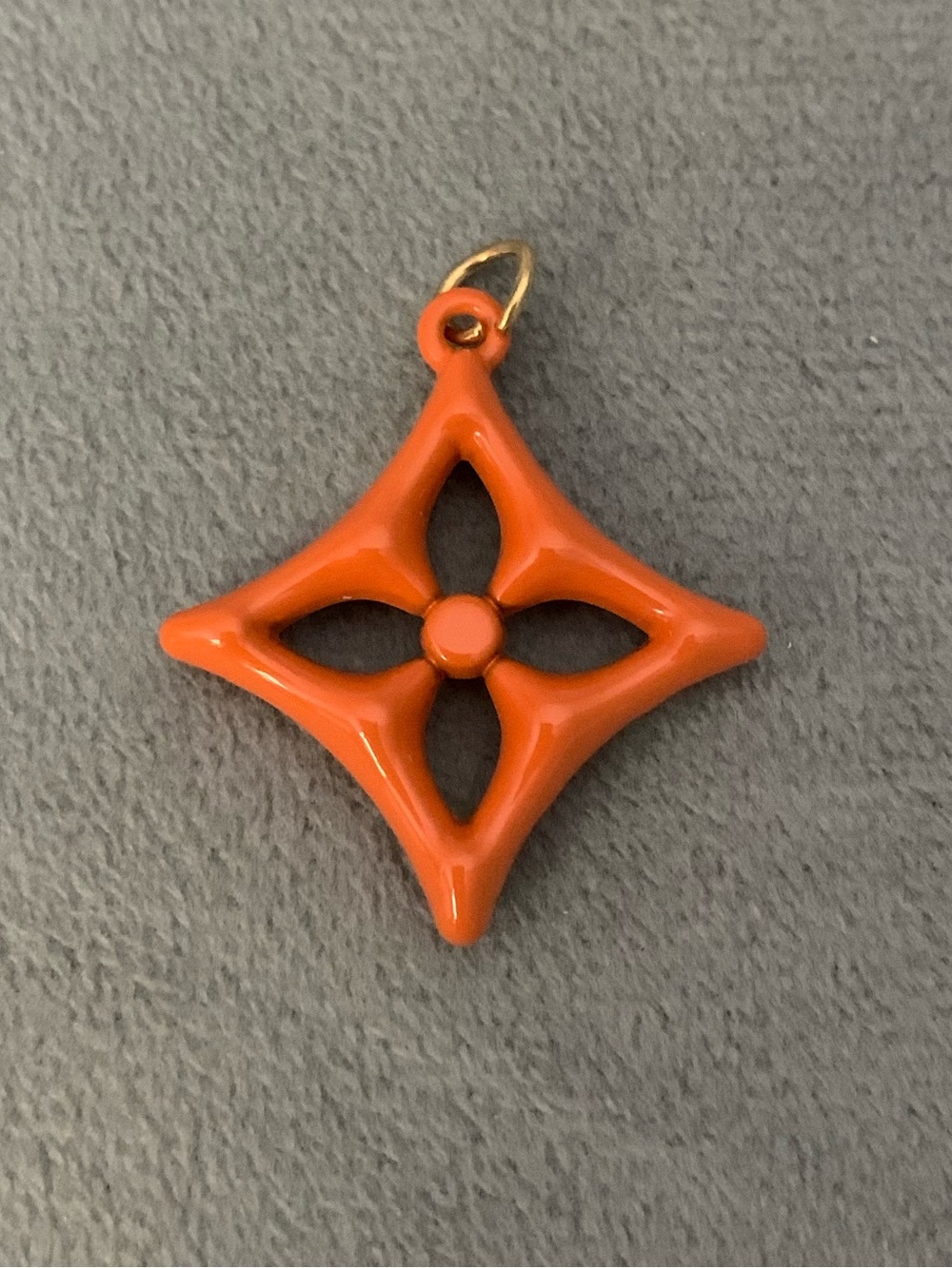 Double-Sided Orange Floral Star Pendant Charm